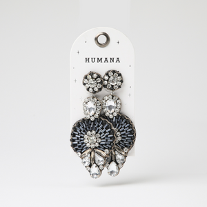 Aros Largo Brillos Azul Humana