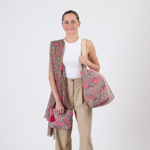 Set Cartera, Estuche Y Pareo Canvas Print Rosado Playa Tatienne