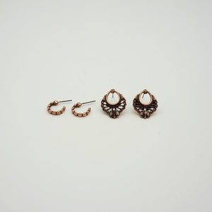 Aros Set Bronce Botanical Retro María Tatienne
