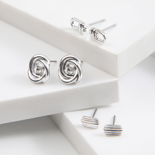 Set De 3 Aros Rings Plateado Humana