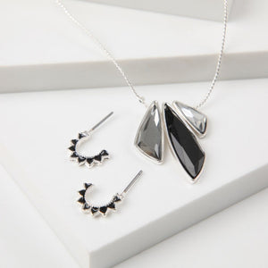 Set Collar Y Aros Siple Negro Tatienne