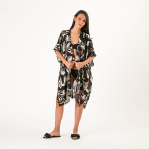 Kimono Abierto Floral Grey Id