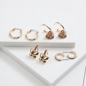 Set de 4 argollas Luminea Dorado ID