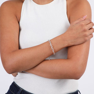 Pulsera Cadena Gruesa Plateado Humana