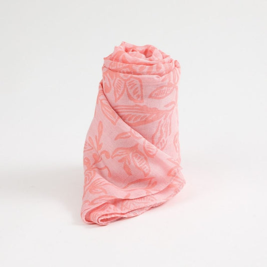 Pañuelo Estampado Carla Hojas Rosado Tatienne