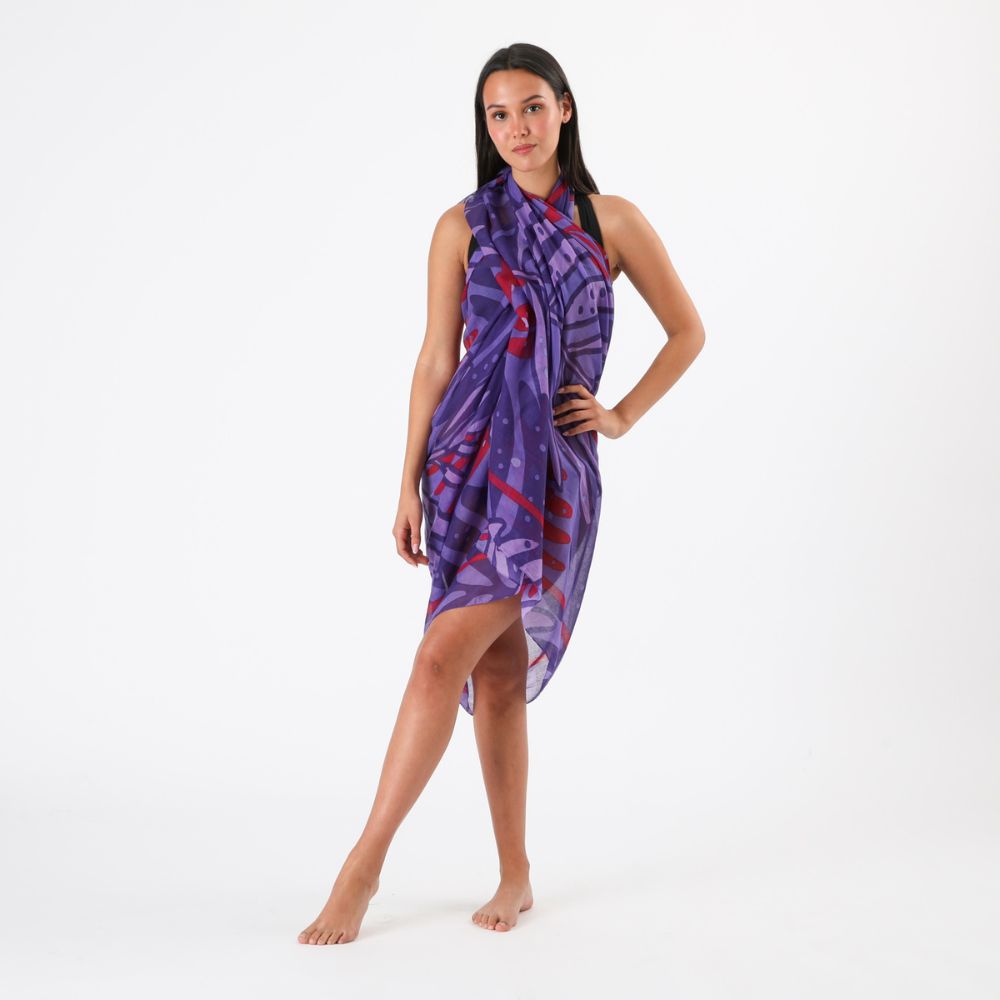 Pareo Estampado Hojas Glicina Morado Id
