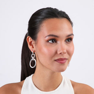 Aros Largo Oval Plateado Humana