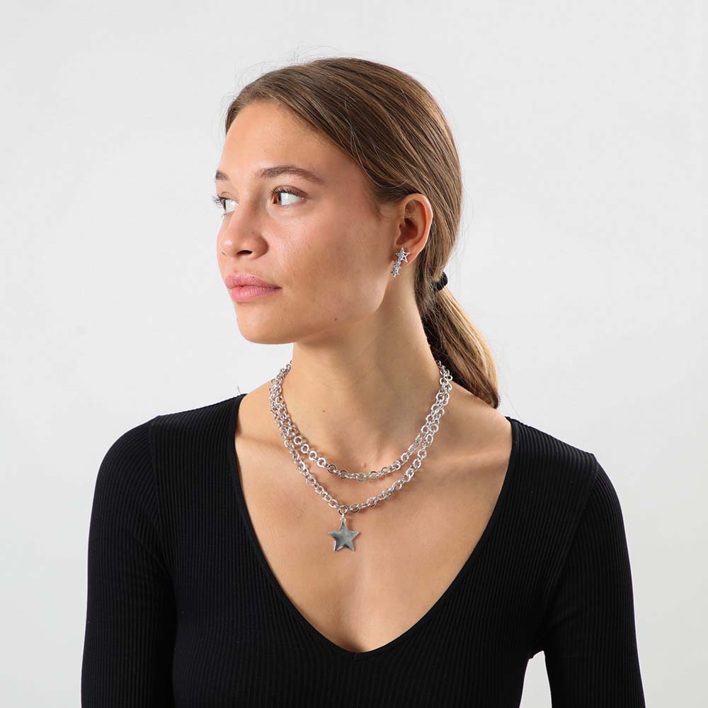 Collar Corto Zodiac Plateado Humana