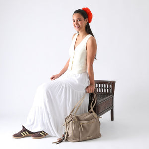 Cartera De Hombro Vittoria Canva Beige Humana