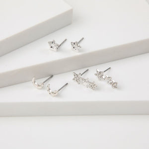 Aros Set Mykonos Plateado Humana