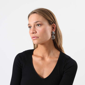 Aros Mediano Retro Plateado Humana