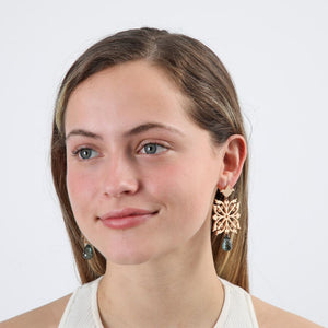 Aros Largo Mandala Green Dorado Humana