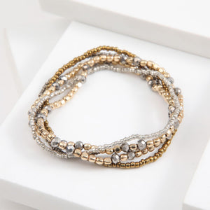 Set De 5 Pulseras Golden Dorado Humana