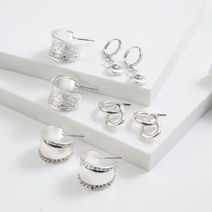 Set de 4 argollas Diane Plateado ID