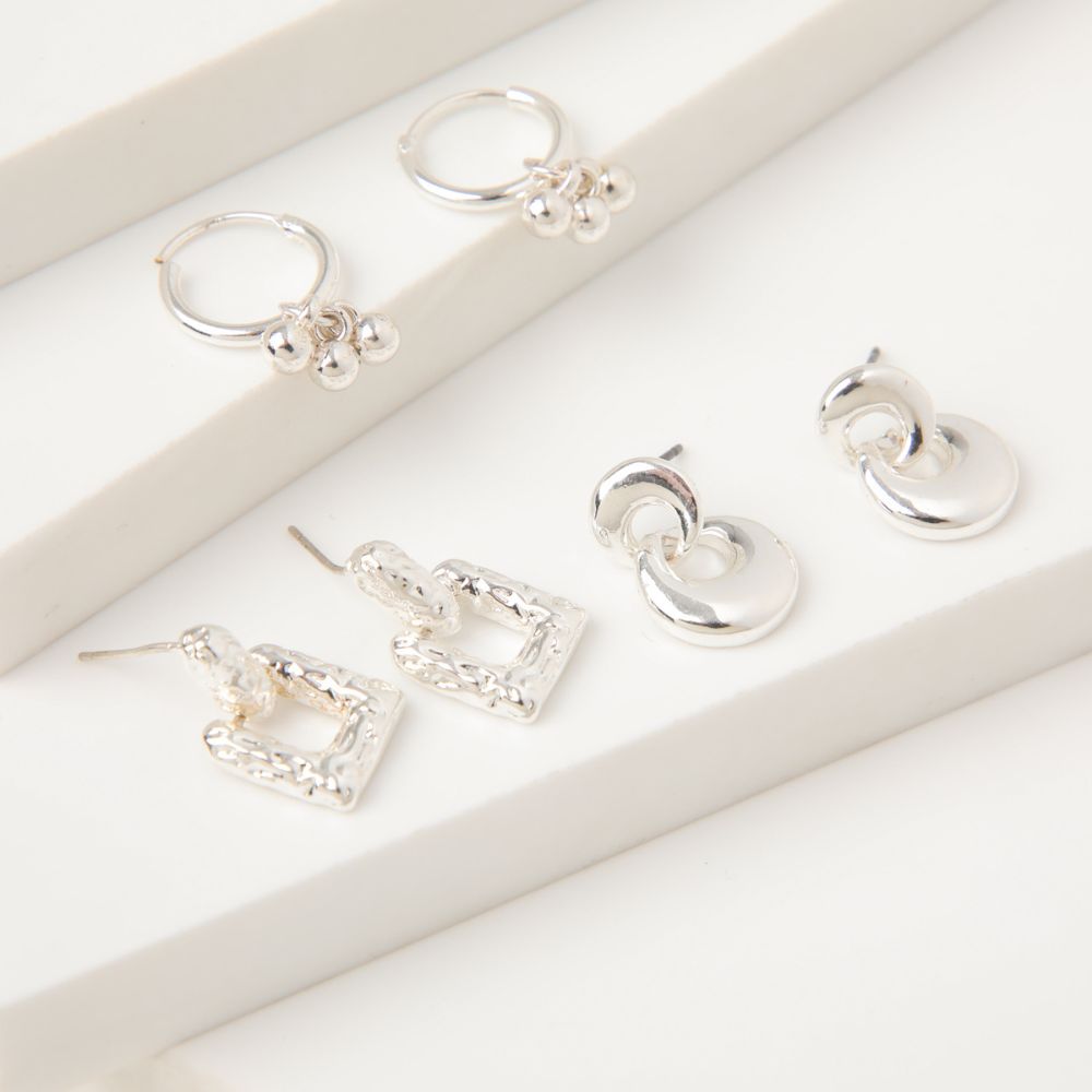 Aros Set Metal Power Plateado i-D