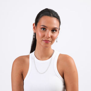 Set Collar y Aros Drops Plateado Humana