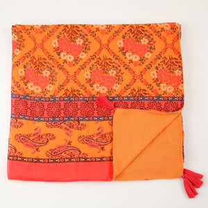Toalla Reversible Floral Naranjo Tatienne