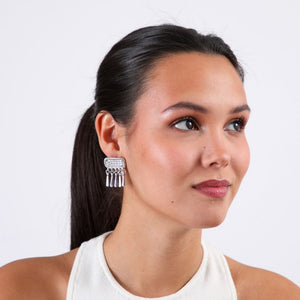 Aros Mediano Flecos Plateado Humana