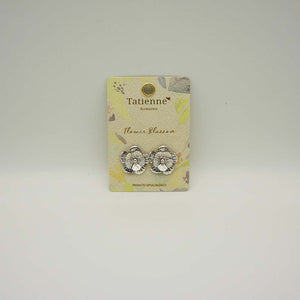 Aros Pegados Flor Plateados Tatienne
