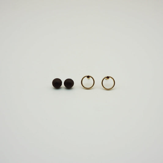 Aros Set Circle Negros Tatienne
