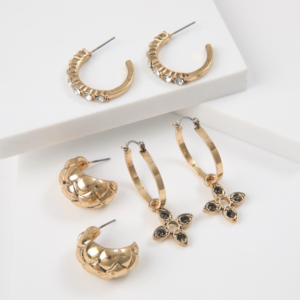 Set De Aros Flor Dorado Humana