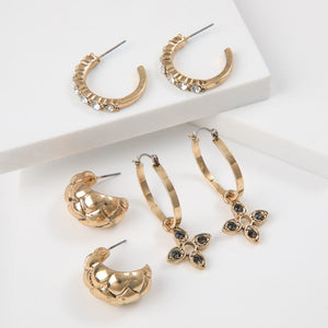 Set De Aros Flor Dorado Humana