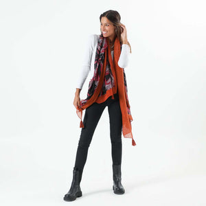 Pañuelo Estampado Naranjo Hojas i-D