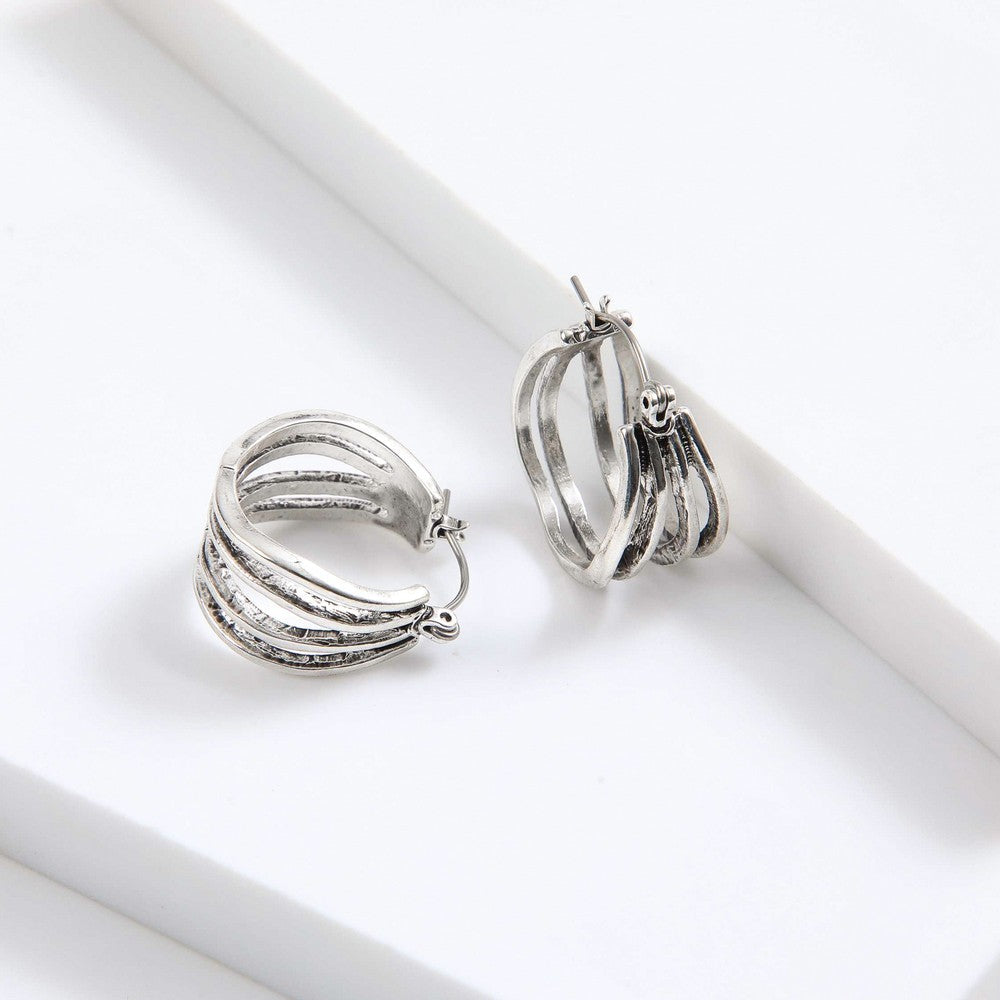 Aros Argollas Alba Plateado I-D