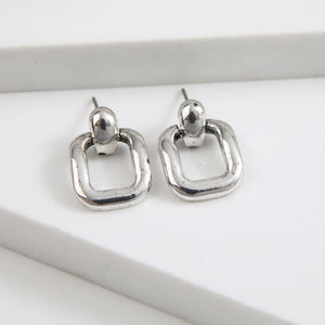 Aros Mediano Square Plateado Humana