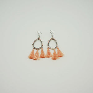 Aros Largos Plateados Botanical Retro Salmon Tatienne