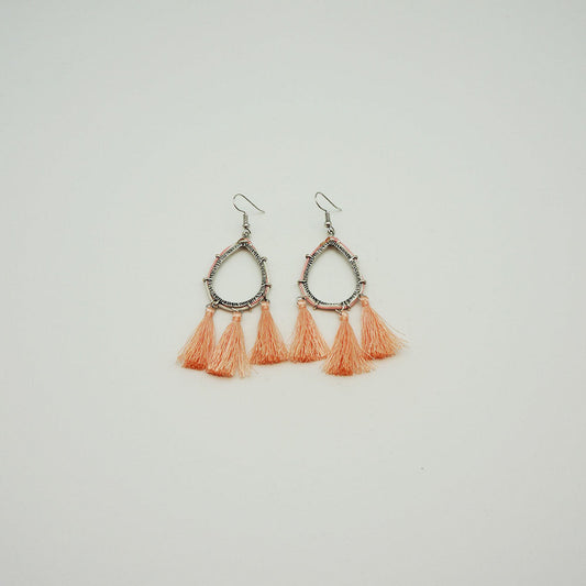 Aros Largos Plateados Botanical Retro Salmon Tatienne
