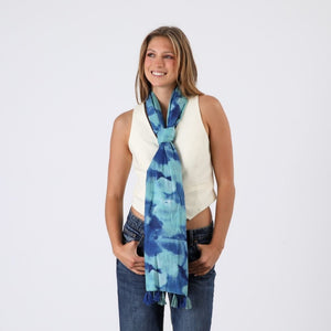 Pañuelo Estampado Ángel Turquesa Borlas Humana