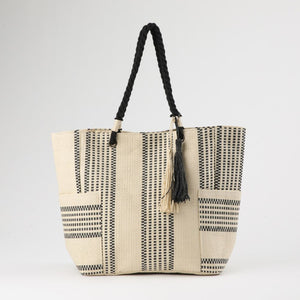 Cartera Tote Ficus Tejida tipo rafia blanco Playa ID