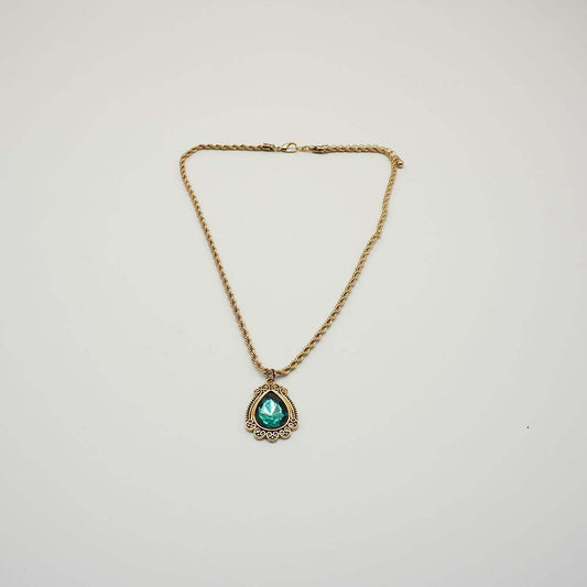Collar Largo Esmeralda Dorado i-D