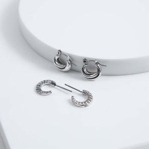 Set Aros Crisantemo Plateado Humana