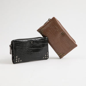 Billetera Chica Gisa Ecocuero Croco Negra Humana