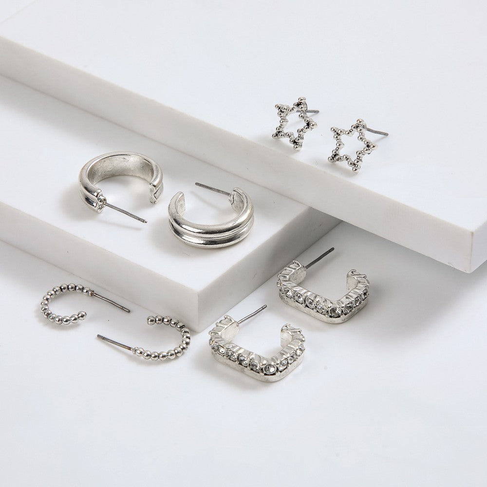 Set De Aros Ivana Plateado I-D