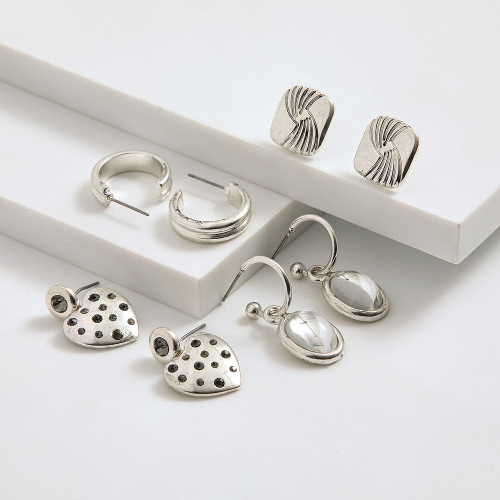 Set De Aros India Plateado I-D