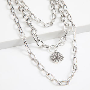 Collar Corto Triple Ojo Plateado Humana