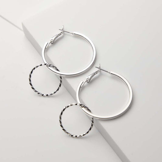 Aros Largos Plateados Essential Loop Humana