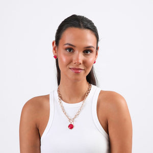 Set Collar y Aros Ruby Dorado Humana