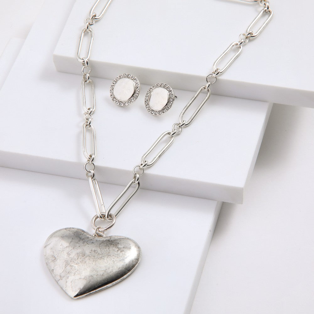 Set De Collar Teo Plateado Humana