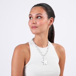 Set De Collar Y Aros Star Plateado Humana