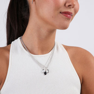 Collar Triple Cadenas Charms Plateado Humana