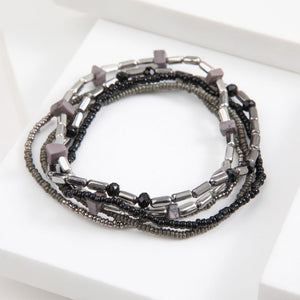 Set De 5 Pulseras Gris Humana