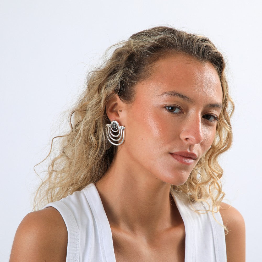 Aros Medianos Flora Plateado Tatienne
