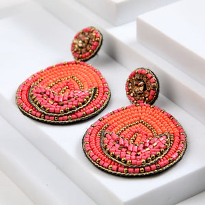 Aros Largos Teal Fucsia Humana