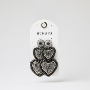 Aros Largo Corazón Negro Humana