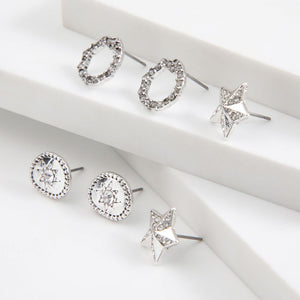 Set De 3 Aros Stars Plateado Humana