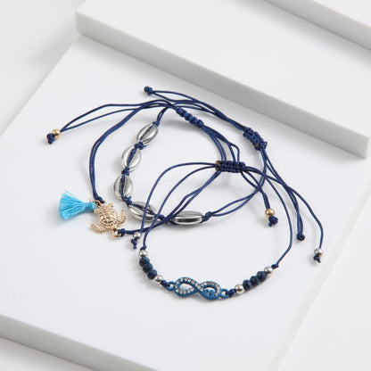 Set de 3 pulseras Cloe Hilo azul ID